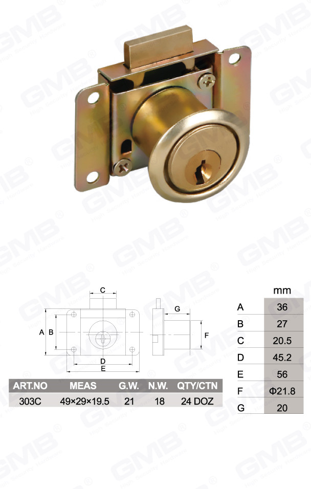 Caj&oacute;n de caj&oacute;n de aleaci&oacute;n de zinc, caj&oacute;n de caj&oacute;n y caj&oacute;n de muebles de muebles (303c) (2)