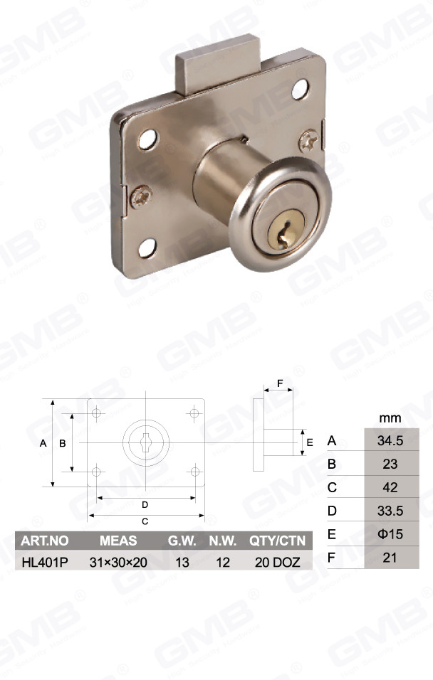Caj&oacute;n de caj&oacute;n de aleaci&oacute;n de zinc de alta calidad Puerta y caj&oacute;n de escritorio de muebles (HL401P) (2)