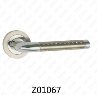Manija de puerta de roseta de aluminio de aleación de zinc Zamak con roseta redonda (Z01067)