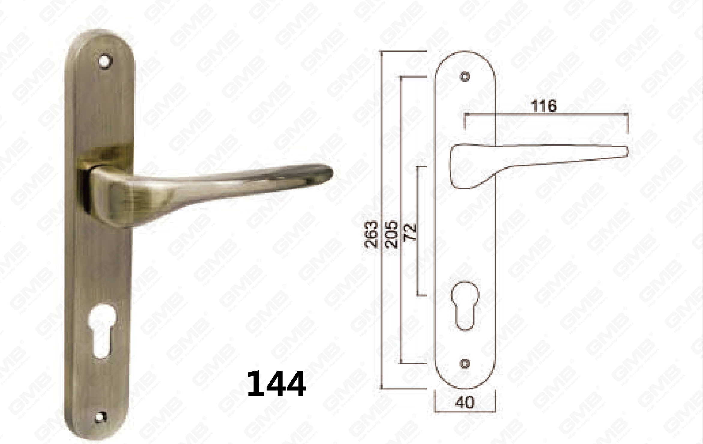 Mango de aleaci&oacute;n de zinc o placa de puerta de acero