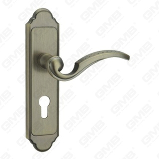 Manija de la puerta Pulga de hardware de la puerta de madera Manija de la puerta de la puerta en el plato para el bloqueo de mortaja por aleación de zinc o mango de placa de puerta de acero (CM588-C33-DAB)