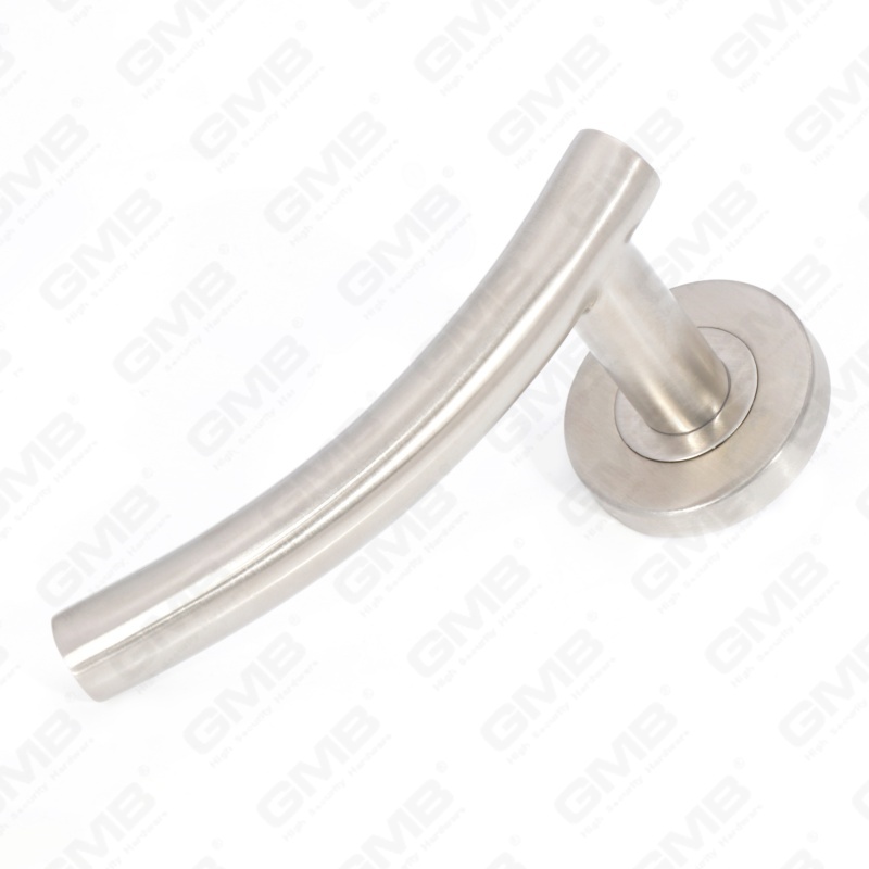 Alta calidad BS En1906 Grado 4 SUS304 Manija de palanca de puerta interior de rosa redonda de entrada de acero inoxidable (LHT005)