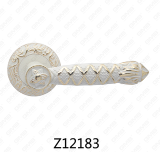 Manija de puerta de roseta de aluminio de aleación de zinc Zamak con roseta redonda (Z12183)