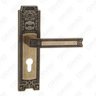 Manija de la puerta Pulga de la puerta de madera Manija de mando de la puerta de la puerta en el plato para el bloqueo de mortaja por aleación de zinc o mango de placa de puerta de acero (ZM632B32-DHB)