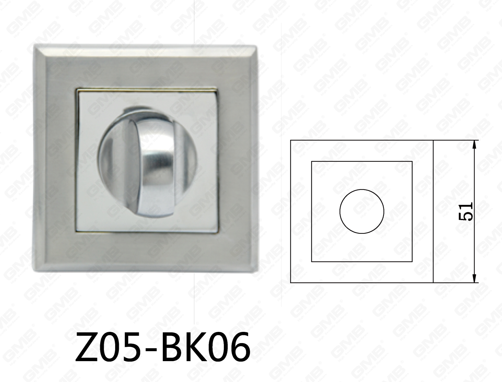 Zamak aleación de zinc manija de puerta de aluminio escudo cuadrado (Z05-BK06)