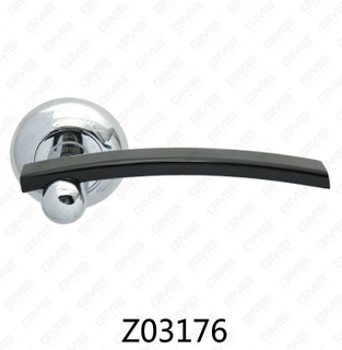 Manija de puerta de roseta de aluminio de aleación de zinc Zamak con roseta redonda (Z02176)