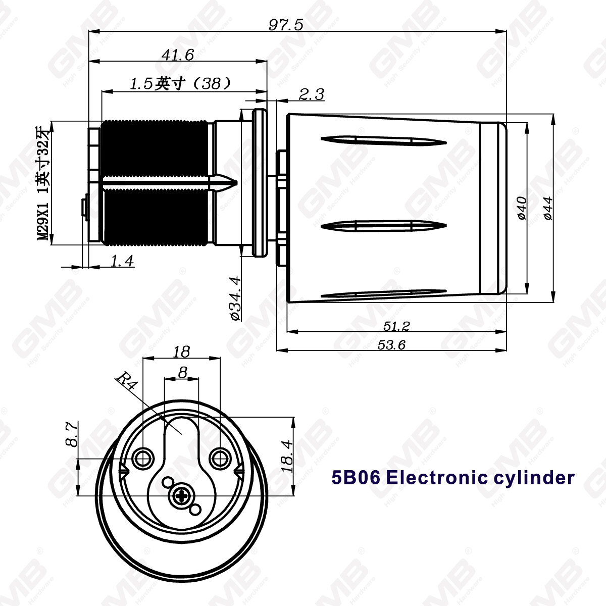 Formas de alta seguridad de múltiples personas IP67 WiFi Digital Modular perfil modular Smart Electronic Lock Cylinder (5B06)
