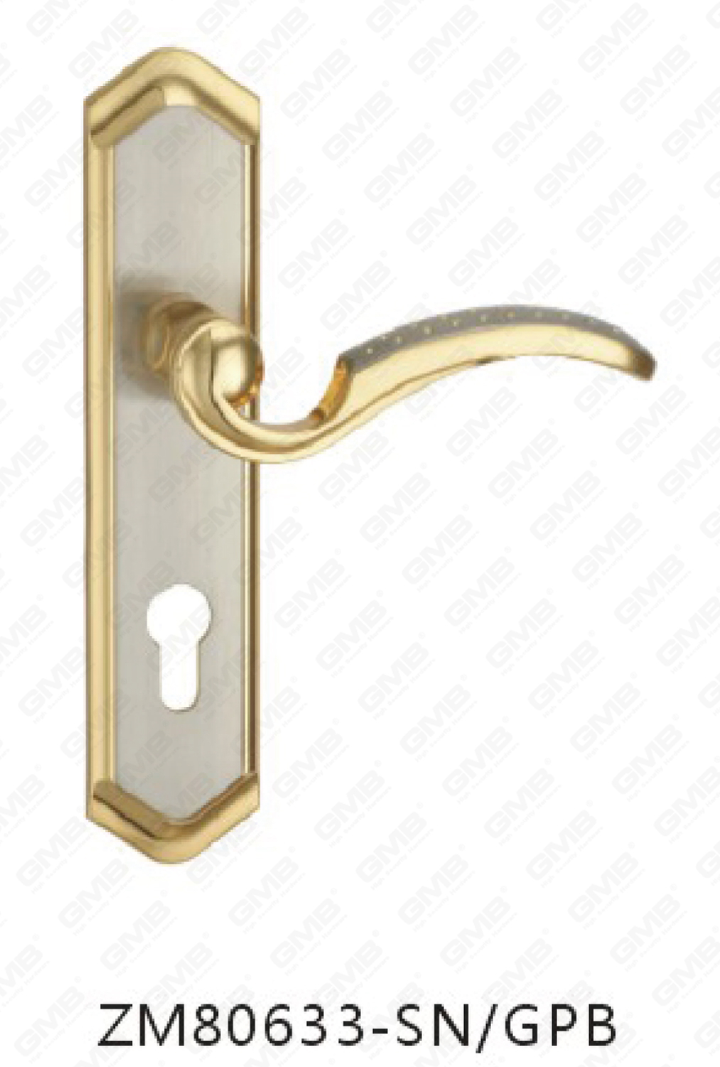 Manija de la puerta Tirador de la puerta de madera Manija de la cerradura de la manija de la puerta en la placa para la cerradura de embutir por aleación de zinc o manija de la placa de la puerta de acero (ZM80633-SN&GPB)