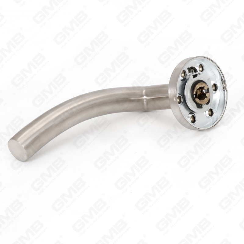 Alta calidad BS En1906 Grado 4 SUS304 Manija de palanca de puerta interior de rosa redonda de entrada de acero inoxidable (LHT006)