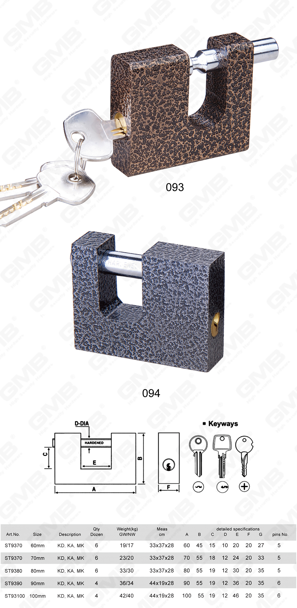 挂锁 网站 图 3_ 【093-094】 Candado rectangular pintado de pl&aacute;stico -10