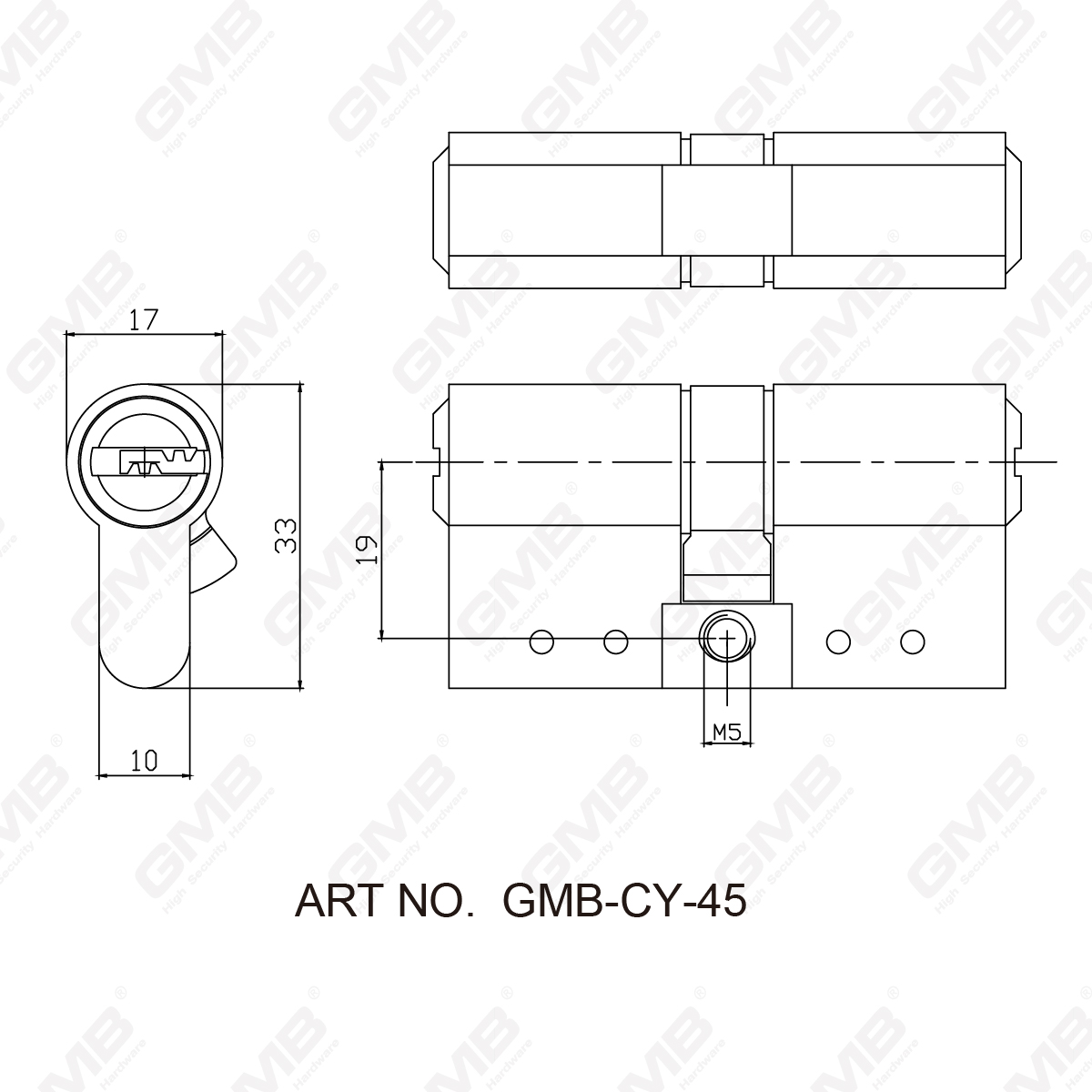 Pins de l&iacute;nea arriba y abajo de cilindro de alta seguridad + anti-Break （GMB-CY-45） -07