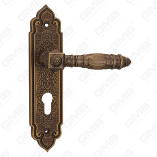 Manija de la puerta Pulga de la puerta de madera Hardware Manija de la puerta de la puerta en el plato para el bloque de mortaja por aleación de zinc o mango de placa de puerta de acero (CM595-C116-DYB)