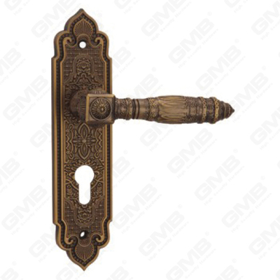 Manija de la puerta Tirador de la puerta de madera Manija de la cerradura Manija de la puerta en la placa para la cerradura de embutir por aleación de zinc o manija de la placa de la puerta de acero (CM595-C116-DYB)
