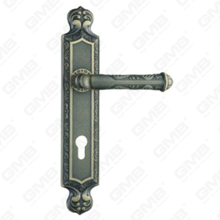 Manija de la puerta Pulga de hardware de la puerta de madera Manija de la puerta de la puerta en el plato para el bloque de mortaja por aleación de zinc o mango de placa de puerta de acero (ZL96295-DAB)