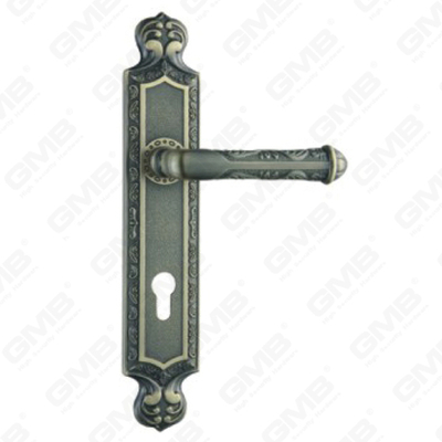 Tirador de la manija de la puerta Herrajes para puertas de madera Manija de la cerradura de la manija de la puerta en la placa para la cerradura de embutir de aleación de zinc o manija de la placa de la puerta de acero (ZL96295-DAB)