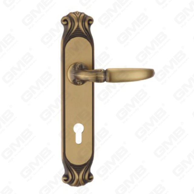 Tirador de la manija de la puerta Herrajes para puertas de madera Manija de la cerradura de la manija de la puerta en la placa para la cerradura de embutir de aleación de zinc o manija de la placa de la puerta de acero (ZL93101-DYB)