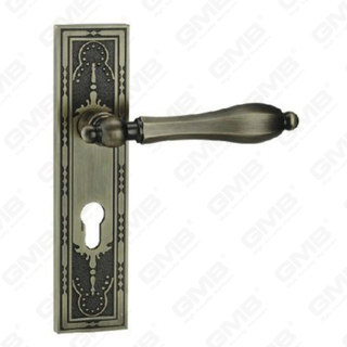 Manija de la puerta Pulga de la puerta de madera Manija de mando de la puerta de la puerta en el plato para el bloque de mortaja por aleación de zinc o mango de placa de puerta de acero (ZM618-E02-DAB)