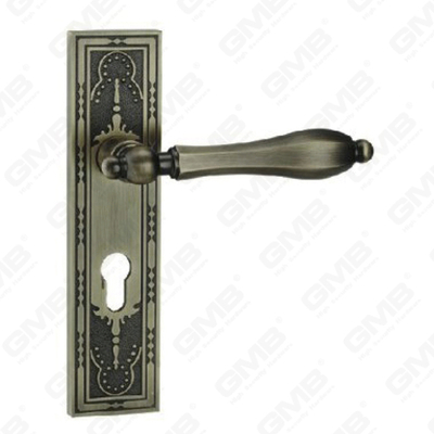Manija de la puerta Tirador de la puerta de madera Manija de la manija de la puerta de la cerradura en la placa para la cerradura de embutir por aleación de zinc o manija de la placa de la puerta de acero (ZM618-E02-DAB)