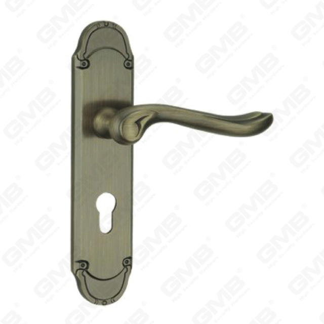 Manija de la puerta Pulga de hardware de la puerta de madera Manija de la puerta de la puerta en el plato para el bloque de mortaja por aleación de zinc o mango de placa de puerta de acero (ZM585100-DAB)