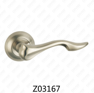 Manija de puerta de roseta de aluminio de aleación de zinc Zamak con roseta redonda (Z02167)