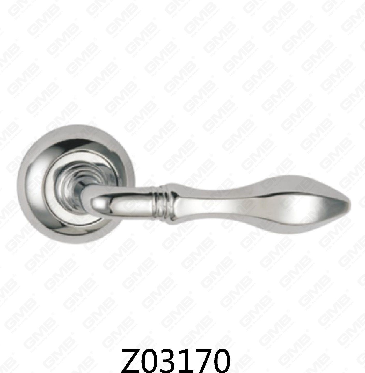Manija de puerta de roseta de aluminio de aleación de zinc Zamak con roseta redonda (Z02170)