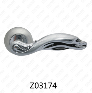 Manija de puerta de roseta de aluminio de aleación de zinc Zamak con roseta redonda (Z02174)