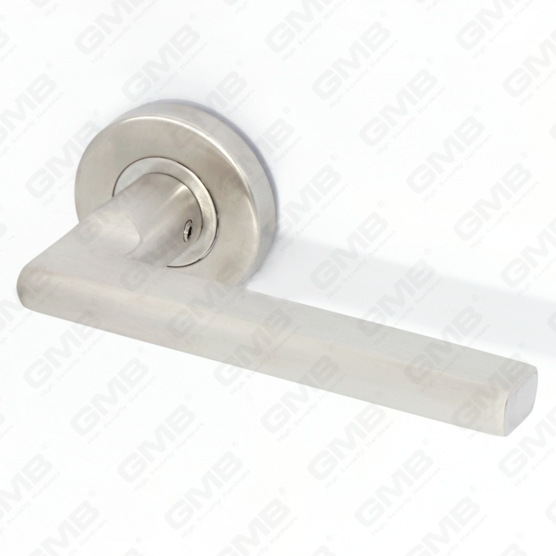 Alta calidad BS En1906 Grado 4 SUS304 Manija de palanca de puerta interior de rosa redonda de entrada de acero inoxidable (LHT011)