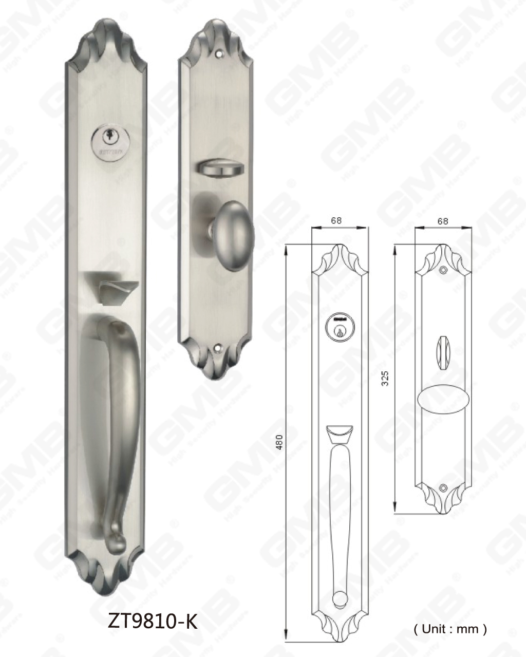 La materia prima de la manija de la puerta de la villa exterior de aleación de zinc de alta seguridad es de la marca torch (ZT9810-K)