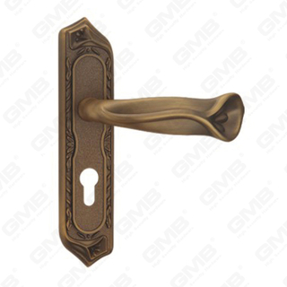 Manija de la puerta Pulga de la puerta de madera Manija de mando de la puerta de la puerta en el plato para el bloqueo de mortaja por aleación de zinc o mango de placa de puerta de acero (CM755-C119-DYB)