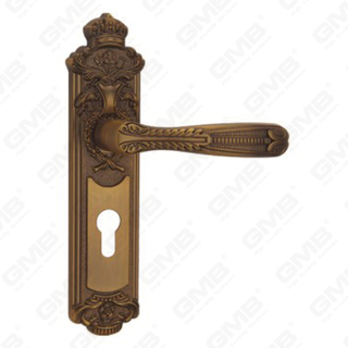 Manija de la puerta Pulga de la puerta de madera Hardware Manija de la puerta de la puerta en el plato para el bloque de mortaja por aleación de zinc o mango de placa de puerta de acero (CM579-C35-DYB)