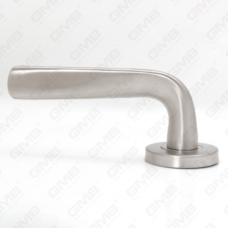 Alta calidad BS En1906 Grado 4 SUS304 Manija de palanca de puerta interior de rosa redonda de entrada de acero inoxidable (LHT032)