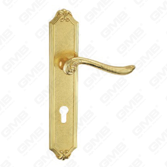 Tirador de la puerta Tirador de la puerta de madera Manija de la cerradura de la manija de la puerta en la placa para la cerradura de embutir por aleación de zinc o manija de la placa de la puerta de acero (ZL903-Z78-GPB)