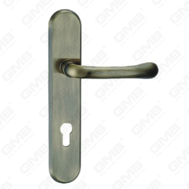Manija de la puerta Pulga de hardware de la puerta de madera Manija de la puerta de la puerta en el plato para el bloque de mortaja por aleación de zinc o mango de placa de puerta de acero (L860-R52-DAB)