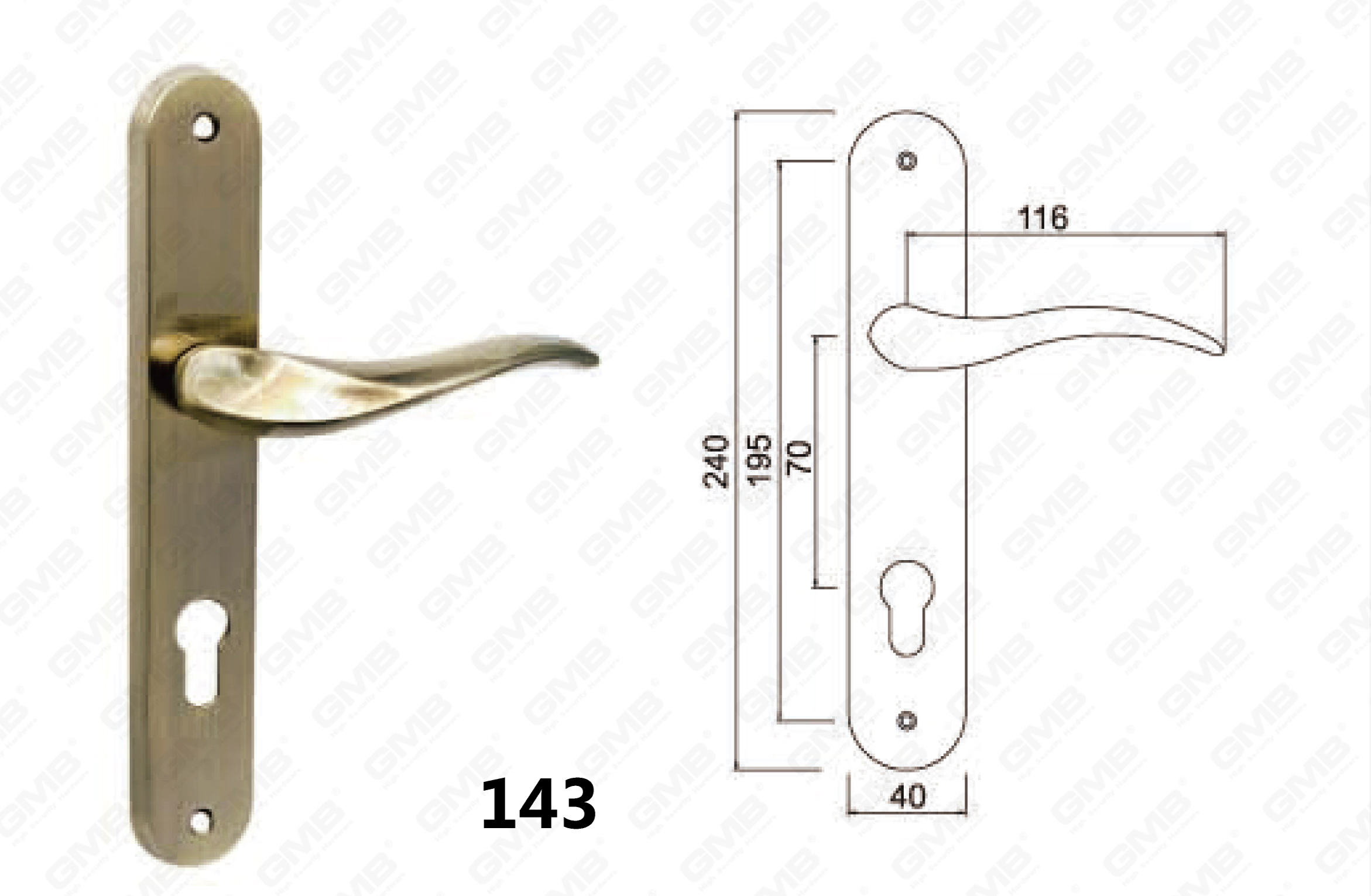 Manija de la puerta en plato