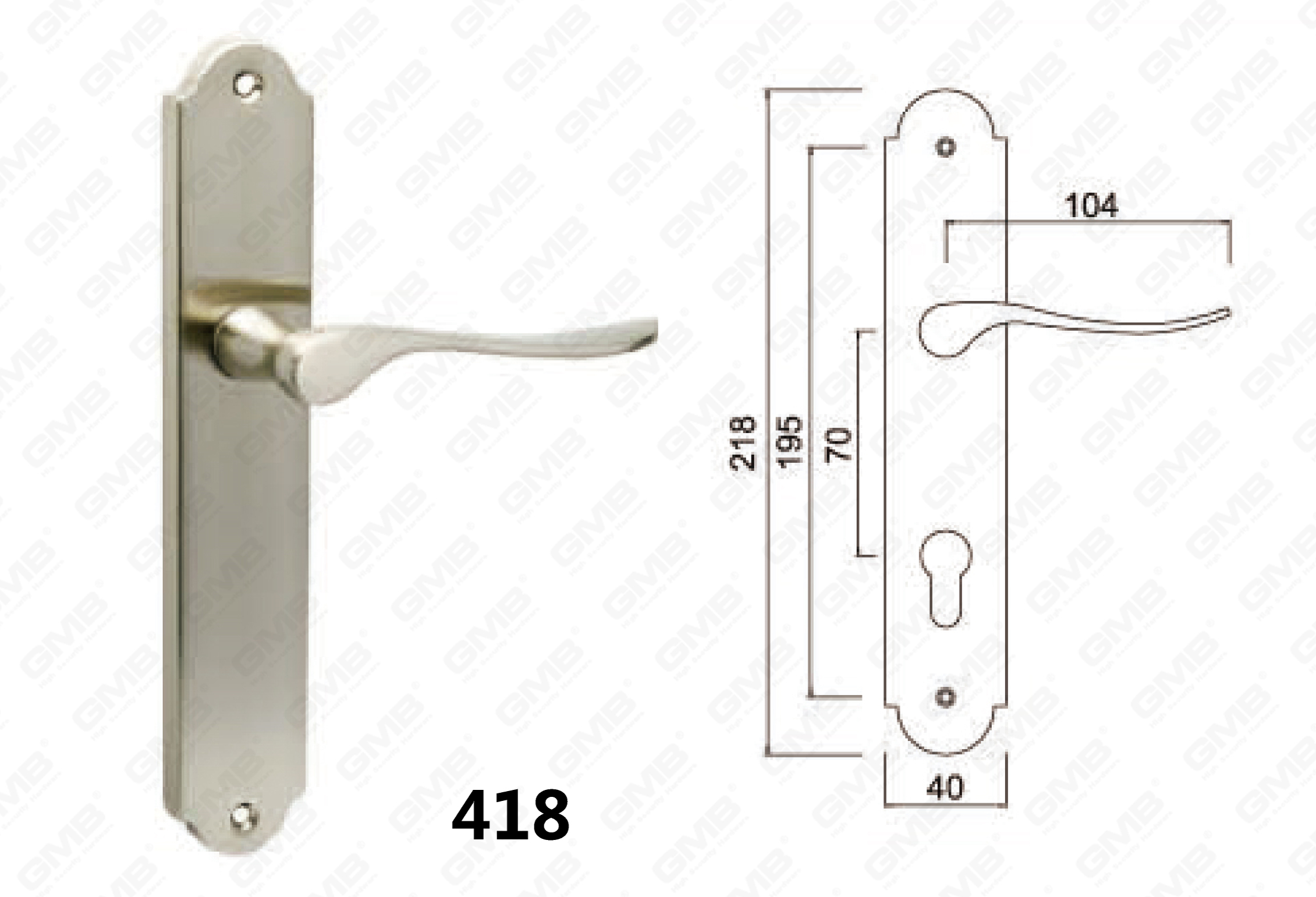 Manija de la puerta de bloqueo en el plato
