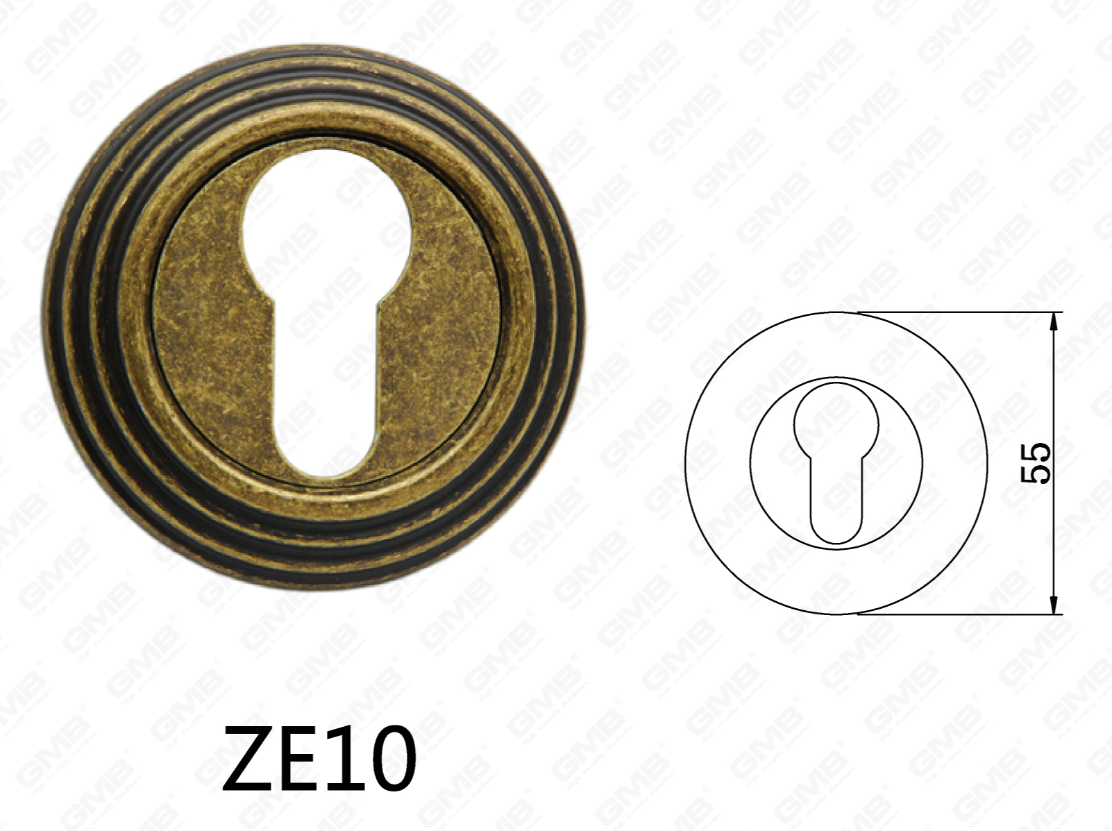 Roseta redonda de manija de puerta de aluminio de aleación de zinc Zamak (ZE10)