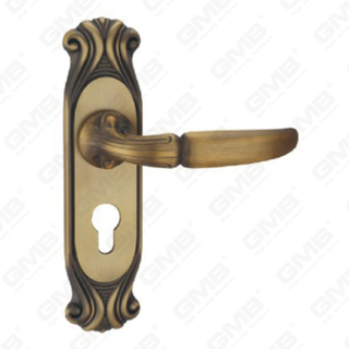 Manija de la puerta Pulga de hardware de la puerta de madera Manija de la puerta de la puerta en el plato para el bloque de mortaja por aleación de zinc o mango de placa de puerta de acero (CA457-C01-DYB)