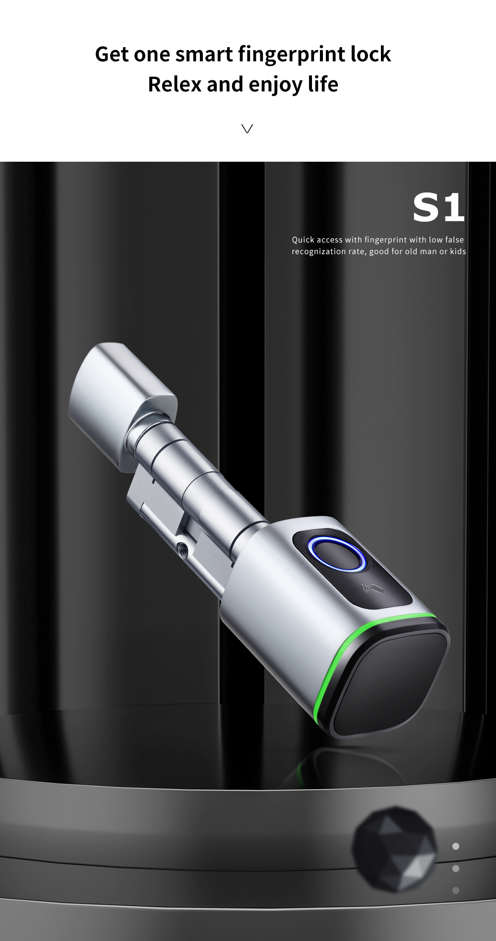 Cilindro de bloqueo de contraseña de tarjeta NFC inteligente biométrico Cilindro electrónico CILINDRO ELECTRÓNICO (S1)