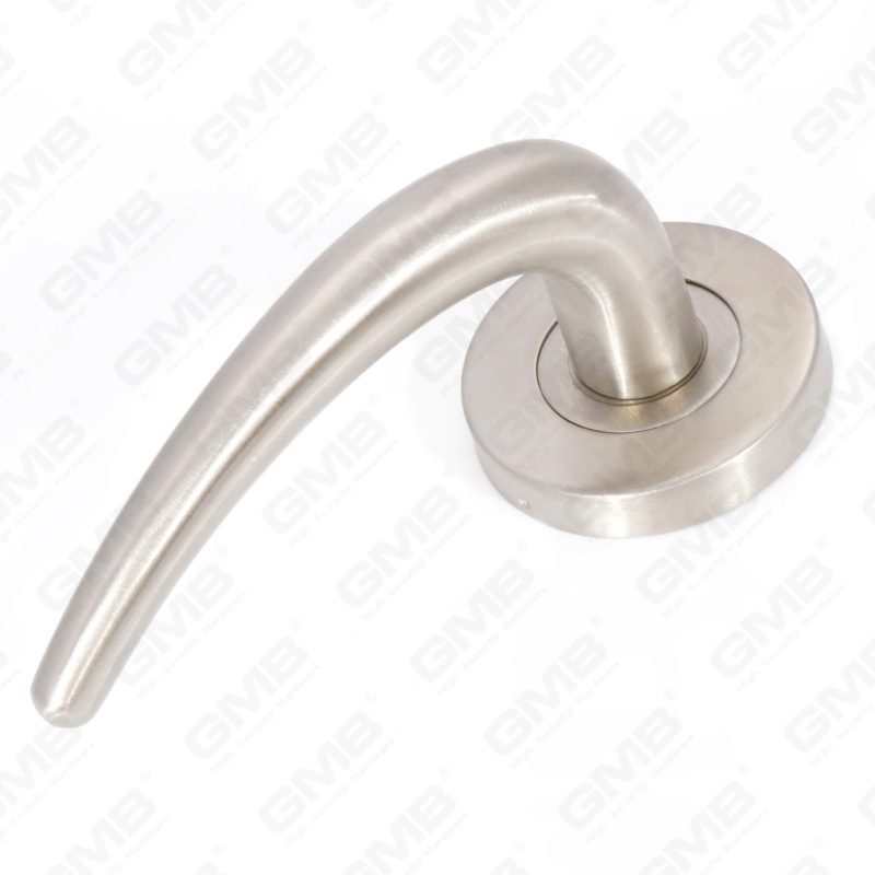 Alta calidad BS En1906 Grado 4 SUS304 Manija de palanca de puerta interior de rosa redonda de entrada de acero inoxidable (LHT009)