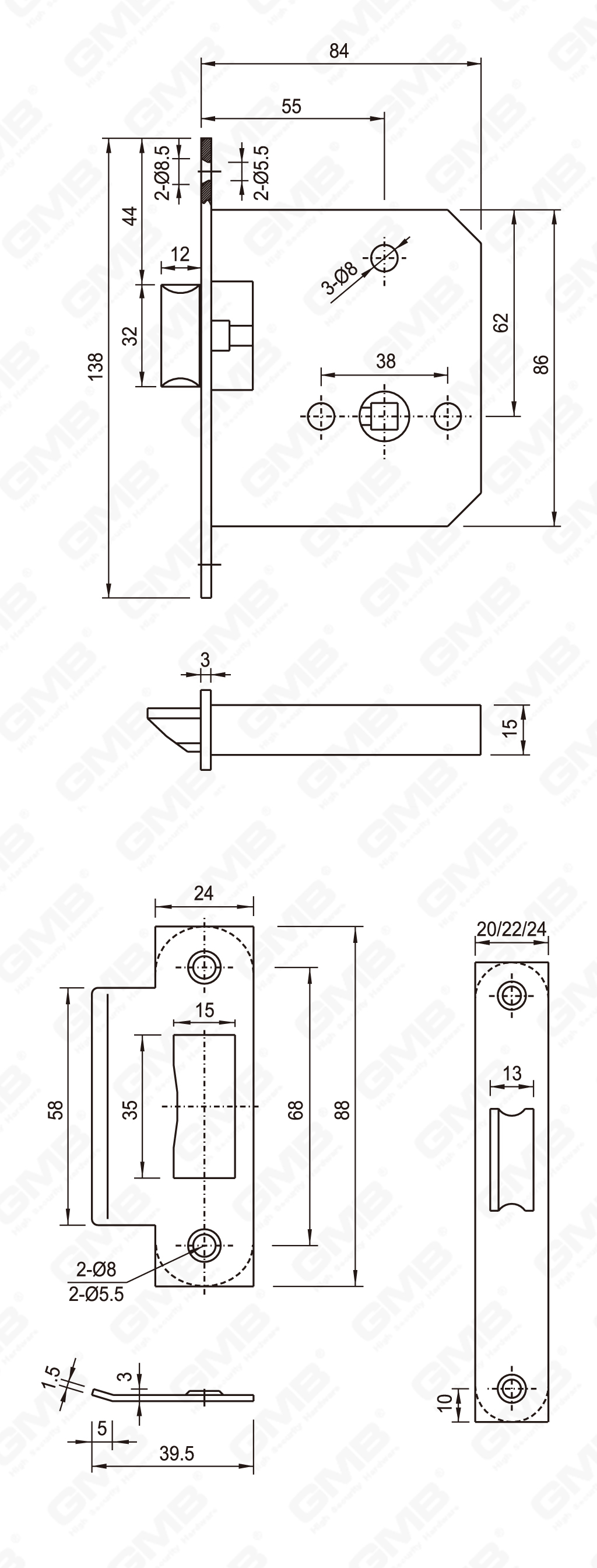 04 Lock_55zl-15 de acero inoxidable