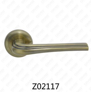 Manija de puerta de roseta de aluminio de aleación de zinc Zamak con roseta redonda (Z02117)