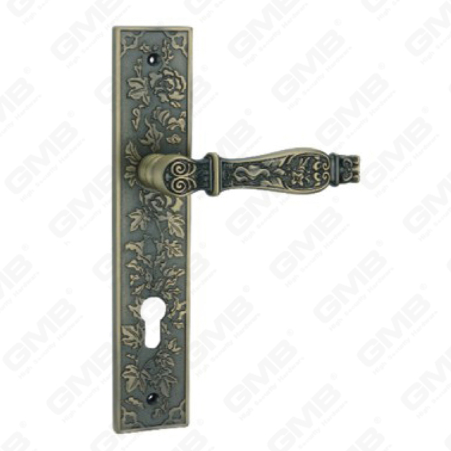 Tirador de la manija de la puerta Herrajes para puertas de madera Manija de la cerradura de la manija de la puerta en la placa para la cerradura de embutir de aleación de zinc o manija de la placa de la puerta de acero (E712-Z93-DAB)
