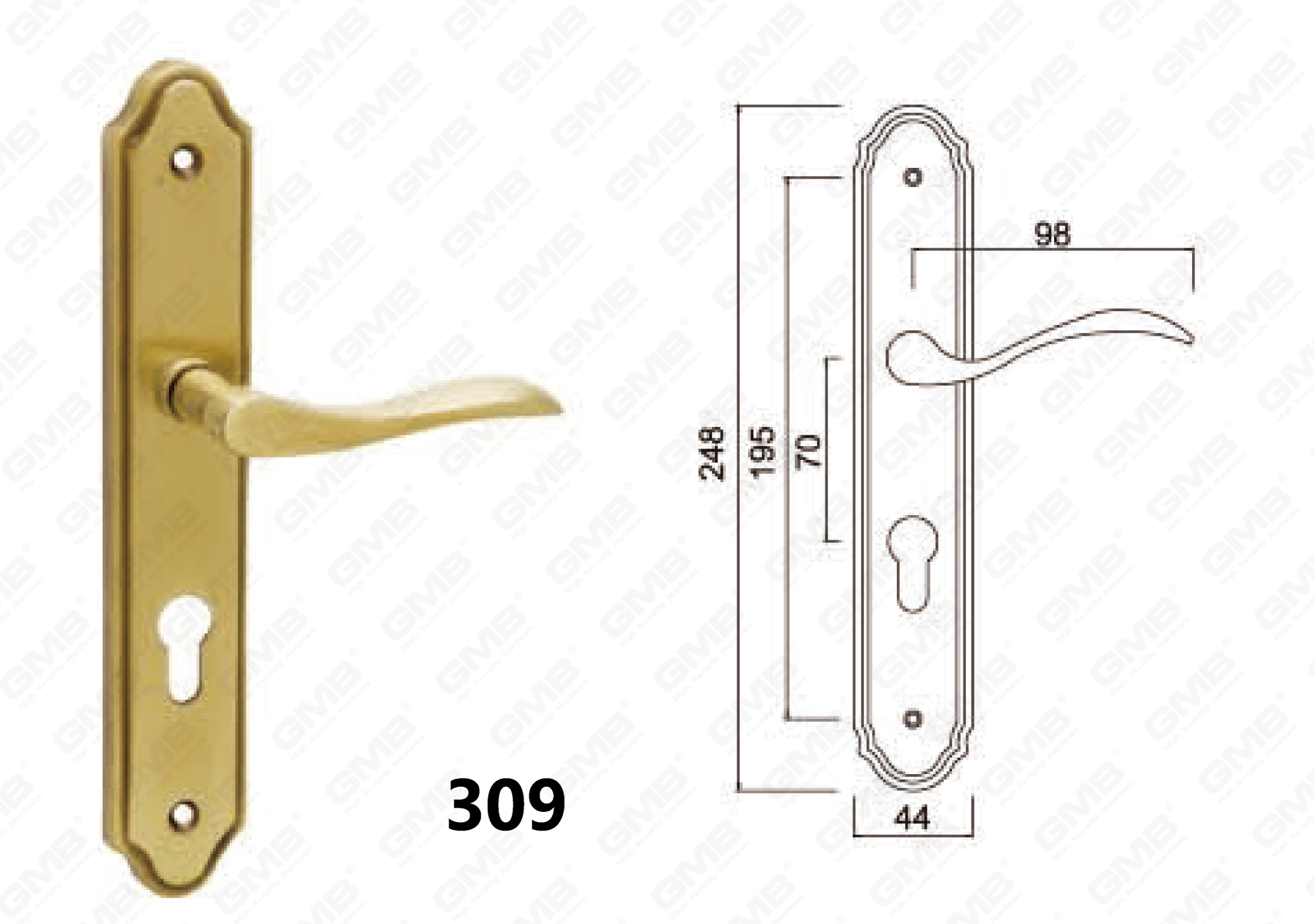 Manija de la puerta en plato