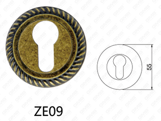 Roseta redonda de manija de puerta de aluminio de aleación de zinc Zamak (ZE09)