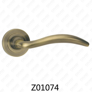 Manija de puerta de roseta de aluminio de aleación de zinc Zamak con roseta redonda (Z01074)