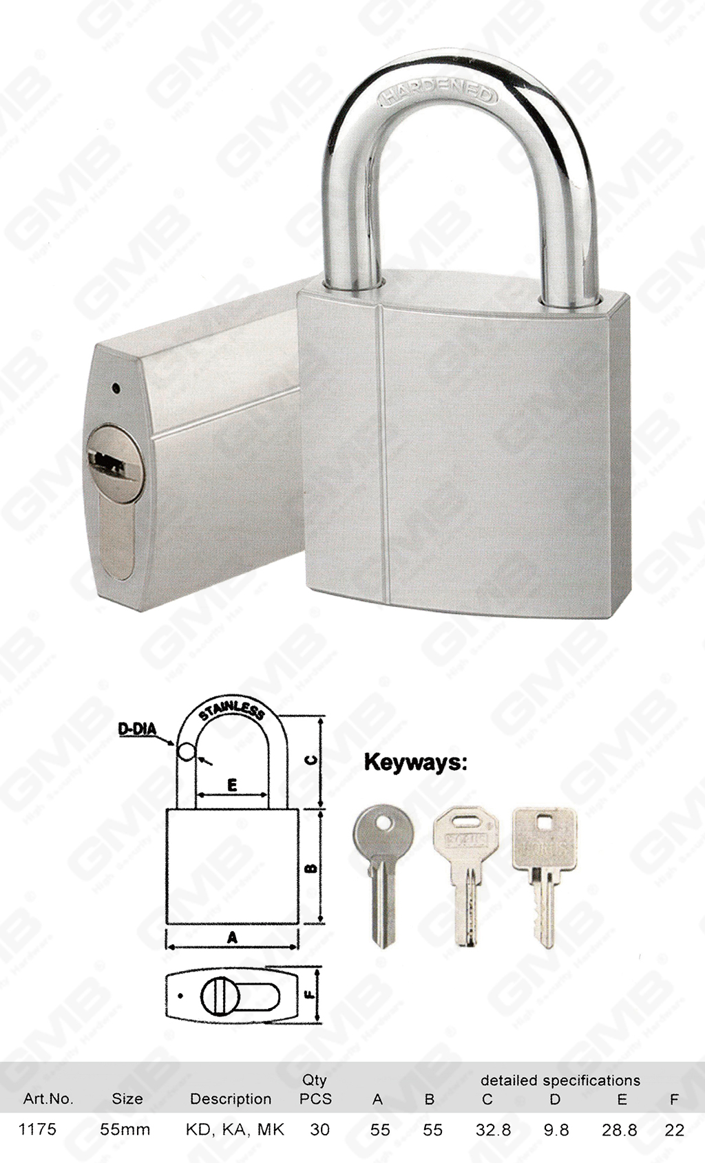 挂锁 网站 图 3_ 【117】 Candado de lat&oacute;n con CyllNDER-26 intercambiable