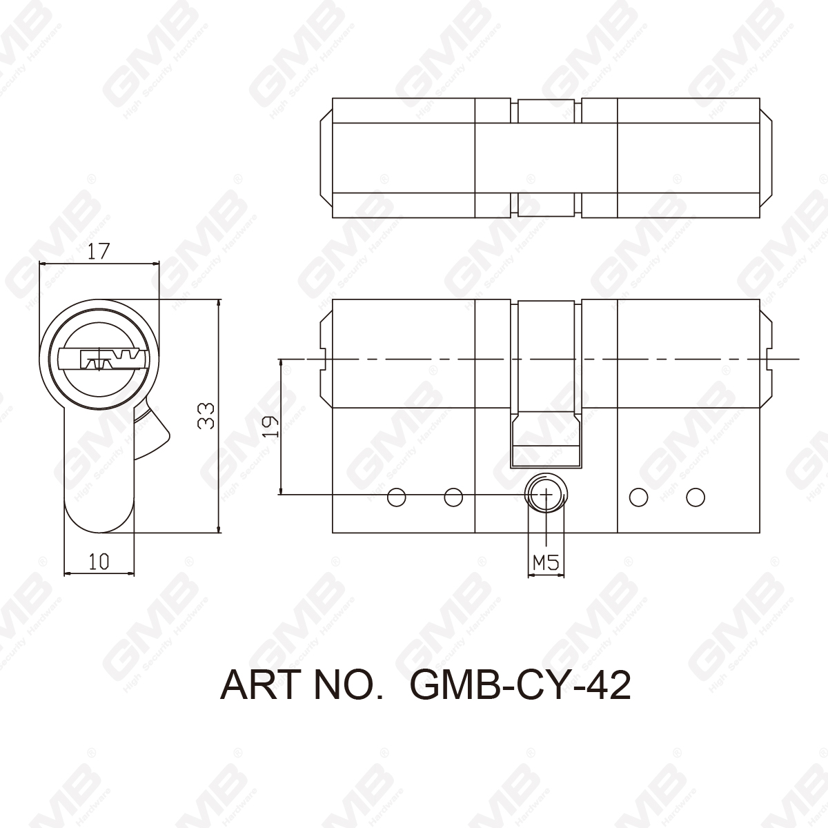 Pins de l&iacute;nea arriba y abajo de cilindros de alta seguridad con interruptor GMB-CY-42-07