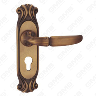 Manija de la puerta Pulga de la puerta de madera Manija de mando de la puerta de la puerta en el plato para el bloque de mortaja por aleación de zinc o mango de placa de puerta de acero (CM596-C01-DYB)