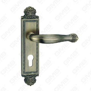 Manija de la puerta Pulga de hardware de la puerta de madera Manija de la puerta de la puerta en el plato para el bloque de mortaja por aleación de zinc o mango de placa de puerta de acero (TM401167-DAB)