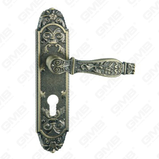 Manija de la puerta Pulga de la puerta de madera Manija de la manija de la puerta de la puerta en el plato para el bloqueo de mortaja por aleación de zinc o mango de placa de puerta de acero (ZM40293-DAB)